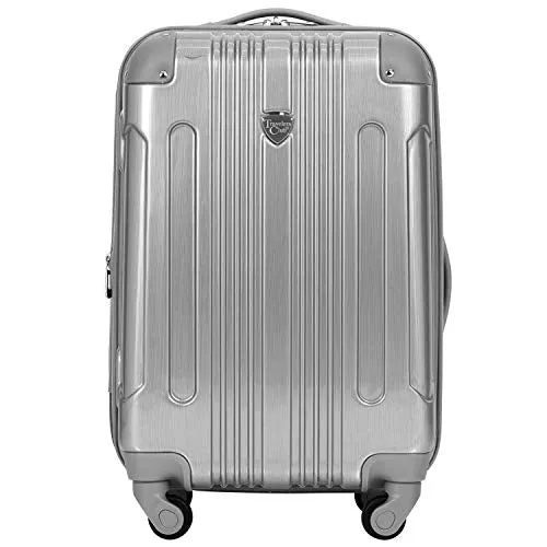 Travelers Club Polaris Hardside Metallic Spinner Luggage, Silver, Carry-On 20-Inch mega luggage savings