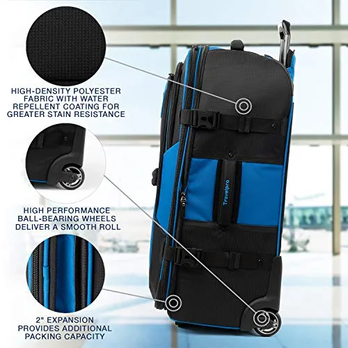 Travelpro Bold-Softside Expandable Rollaboard Upright Luggage, Blue/Black, Checked-Large 28-Inch