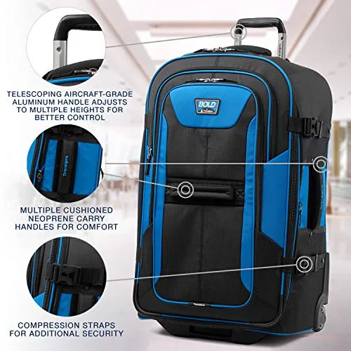 Travelpro Bold-Softside Expandable Rollaboard Upright Luggage, Blue/Black, Checked-Large 28-Inch