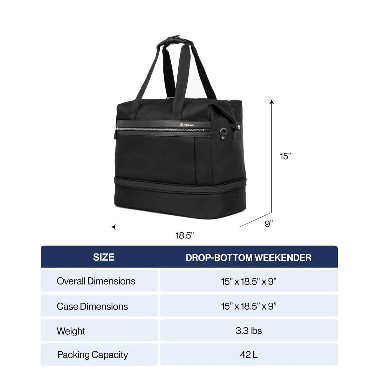 Travelpro Platinum Elite Valise Cabine Souple Weekend à Fond Détachable (18,5 Pouces) Bagages Travelpro