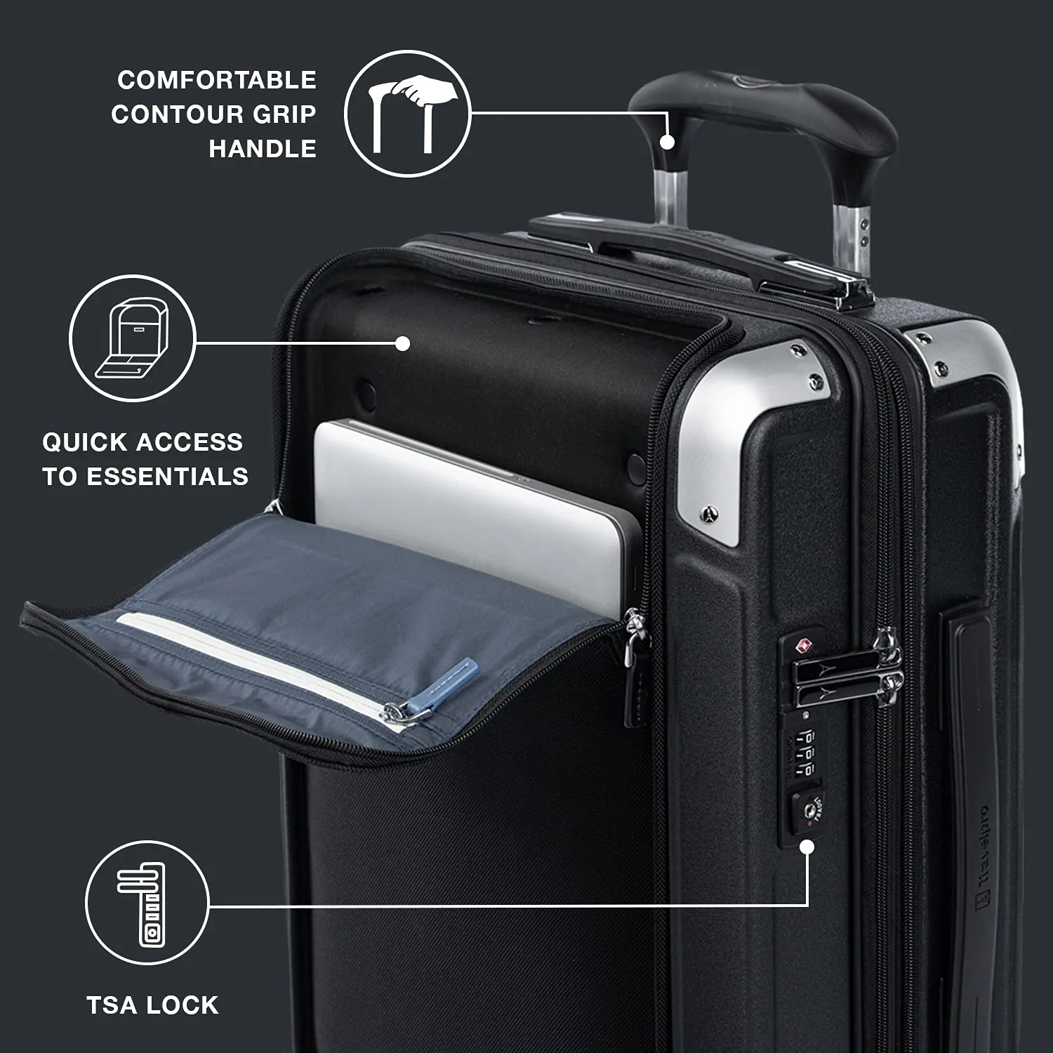 Travelpro Platinum Elite Valise Rigide Expandable avec Roues Spinner et Verrou TSA, Coque Dure en Polycarbonate, Poche pour Ordinateur Portable, Format Cabine 20 Pouces, Travelpro