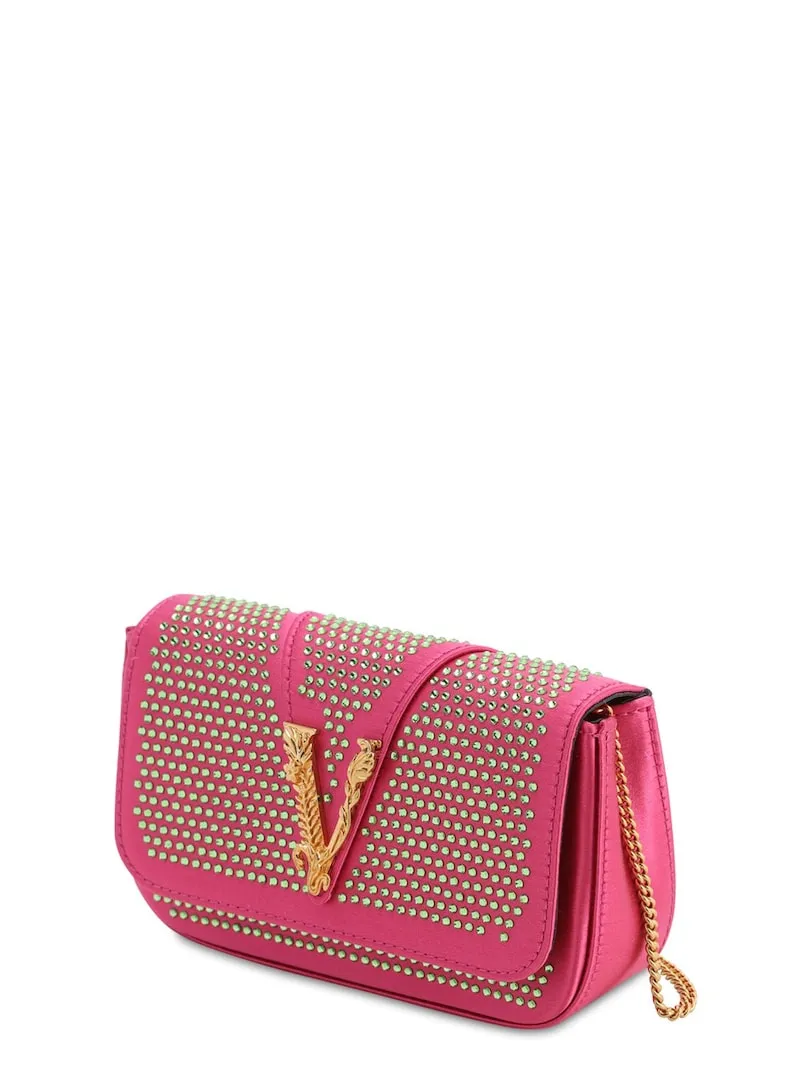 Versace 'Virtus' Embellished Satin Shoulder Bag