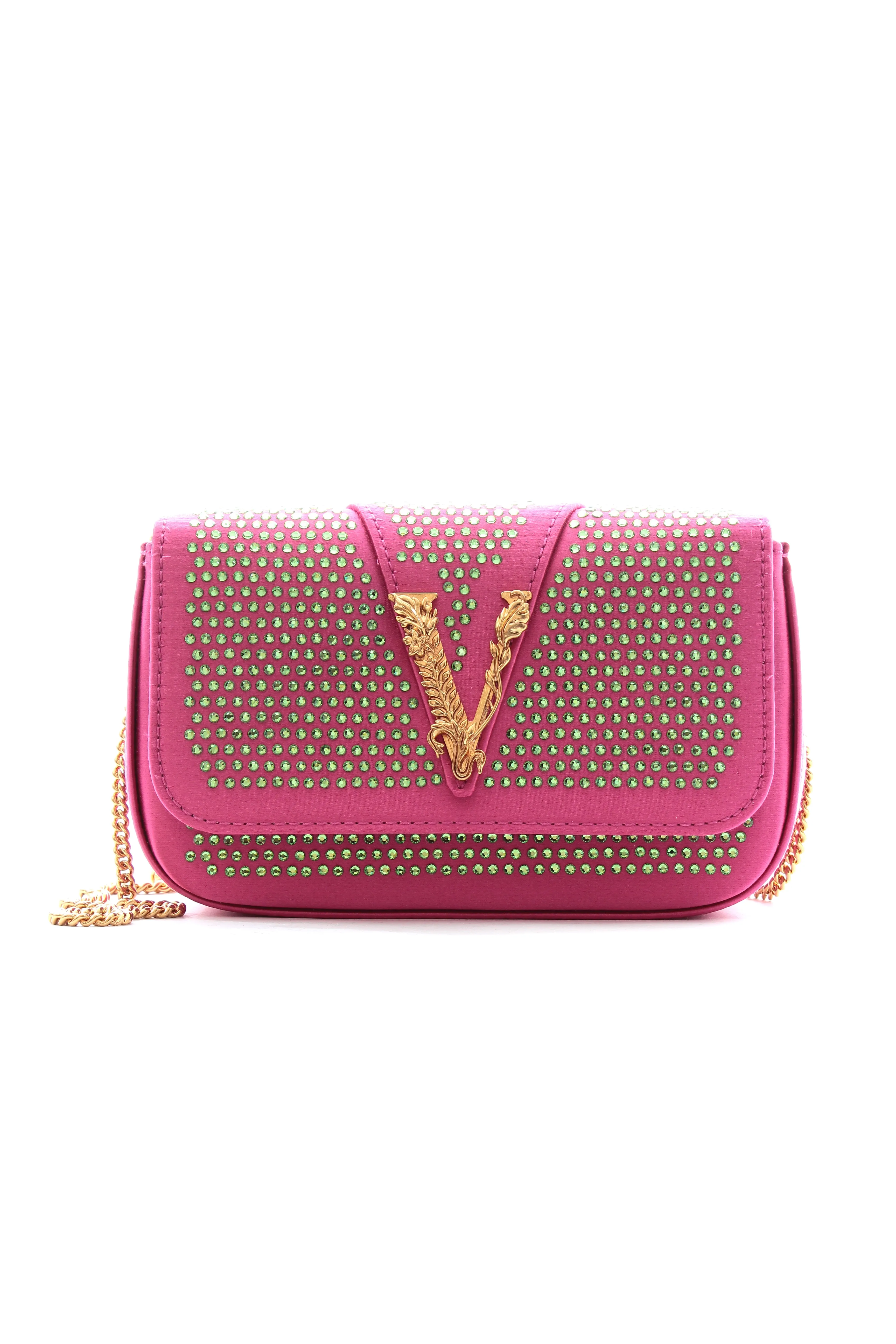 Versace 'Virtus' Embellished Satin Shoulder Bag