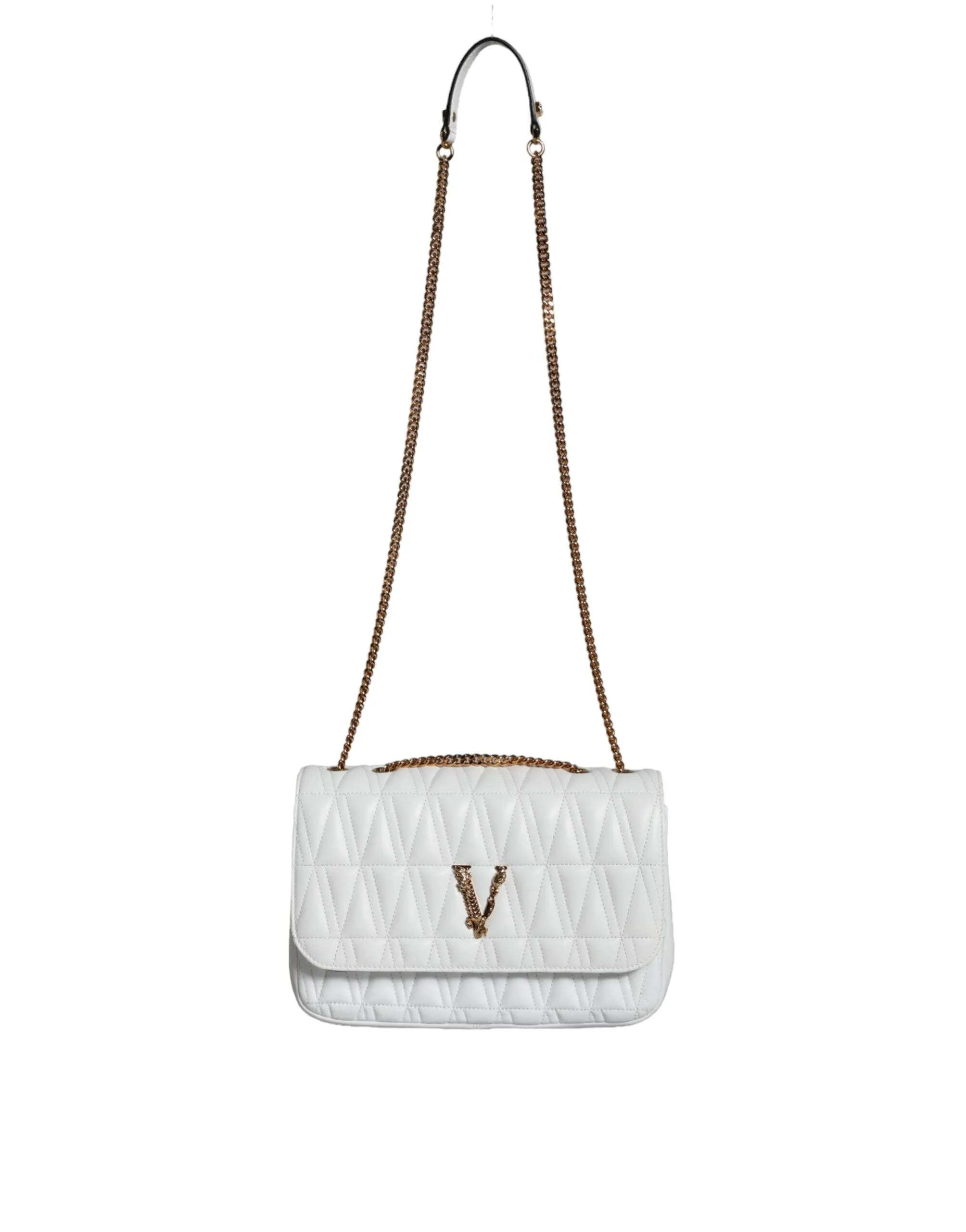 Versace White Mini Nappa Leather Crossbody Shoulder Bag