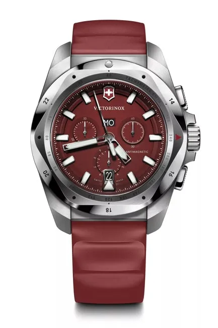 Victorinox Inox 43 Chrono Red Rubber Strap Red Dial Watch 241986 