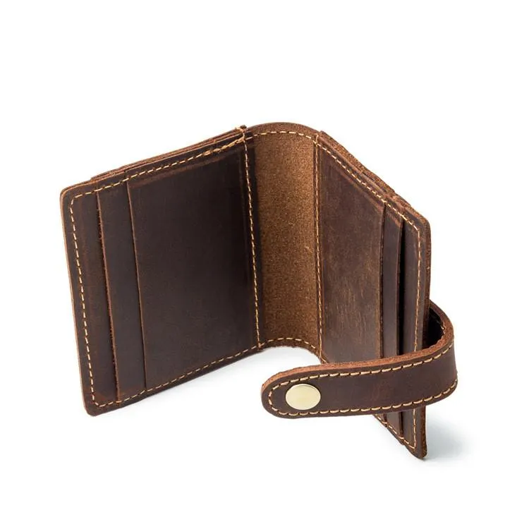 VINTAGE BROWN LEATHER MEN'S FRONT POCKET Wallets on sale Dark Brown SLIM CARD billfold Wallet on sale SMALL Wallet on sale FOR MEN