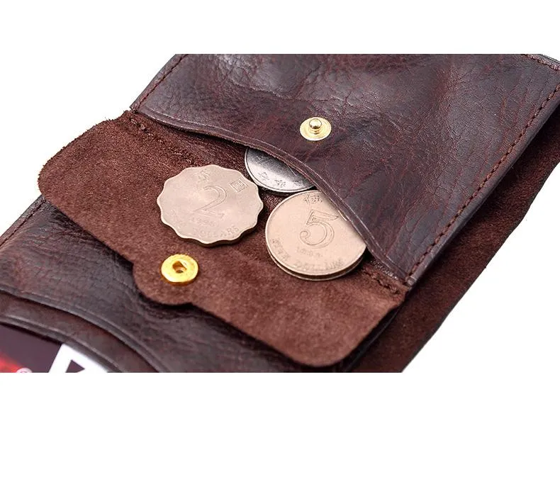 Vintage Coffee Leather Mens Envelope billfold Small Wallet Front Pocket Bifold billfold Wallet For Men