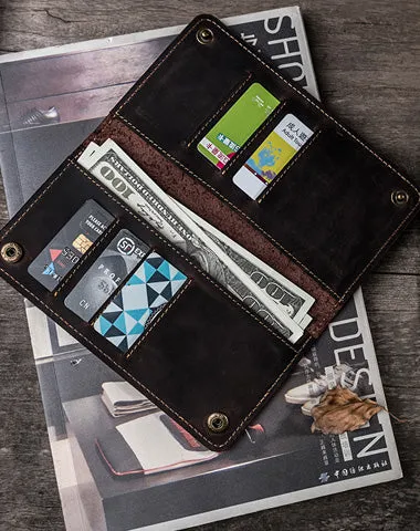 Vintage Cool Leather Long Wallets for men Bifold Men Long Wallets Cyber Monday wallet sale