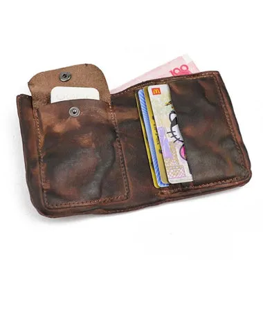 Vintage Handmade Red Mens Leather Bifold billfold Wallet on sale Green Small Wallet on sale for Men
