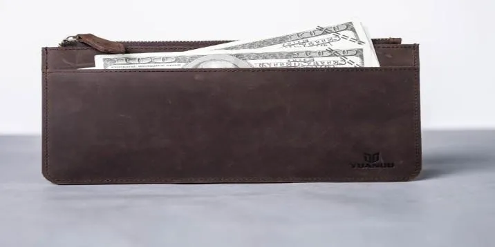 Vintage Leather Long Wallets for men Bifold Men Long Wallets