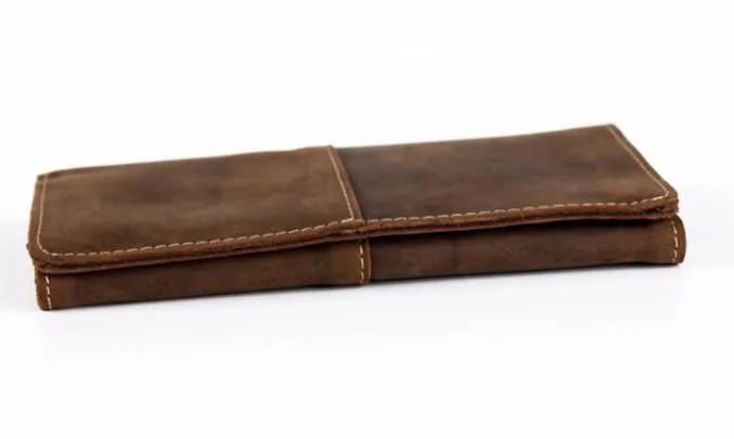 Vintage Leather Long Wallets for men Trifold Men Long Wallet
