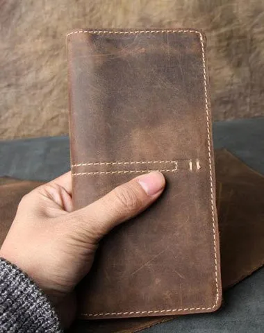 Vintage Leather Long Wallets for men Trifold Men Long Wallet Cyber Monday wallet sale