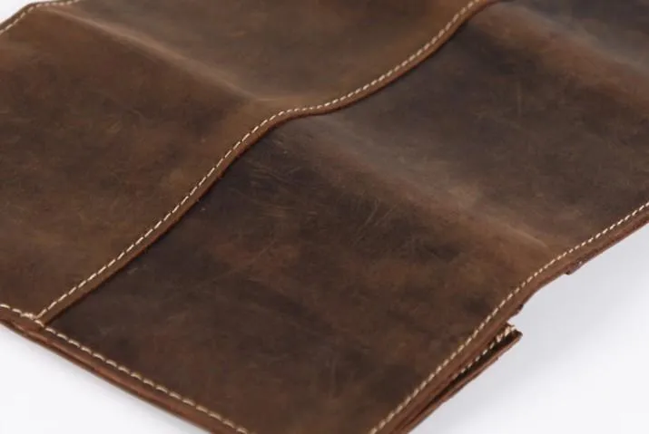 Vintage Leather Long Wallets for men Trifold Men Long Wallet