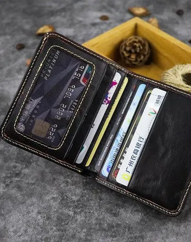Vintage Leather Men's Bifold Small Wallet on sale Front Pocket Wallet on sale billfold Wallet on sale For Men