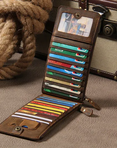 Vintage Leather Mens Card Wallet for Men Long Wallet for Men Cyber Monday wallet sale