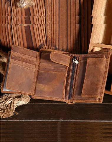 Vintage Leather Small Mens Wallet on sale Bifold billfold Wallet on sale for Men
