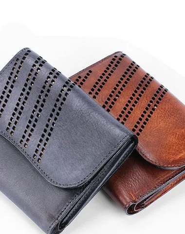 Vintage Mens Cool Small Trifold Leather Wallet on sale Men billfold Zipper Wallets on sale for Men