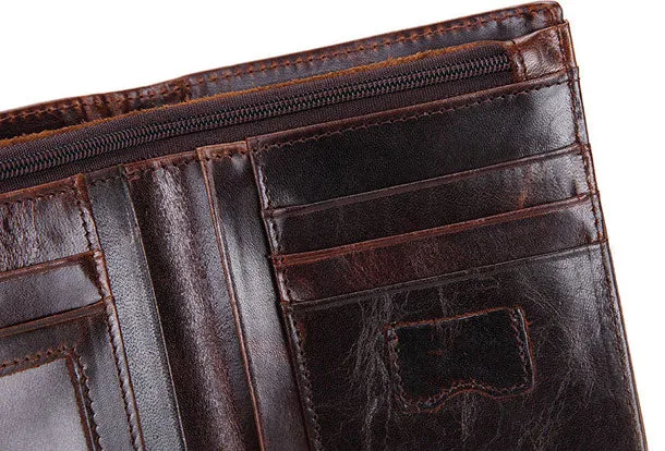 Vintage Mens Wallet billfold Slim Bifold Wallet Genuine Leather Card Wallet for Men