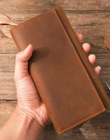 Vintage Slim long Wallet Leather Mens Tan Wallet Long Wallet for Men Cyber Monday wallet sale