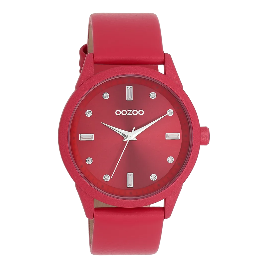 Viva magenta OOZOO watch with leather strap - C11286