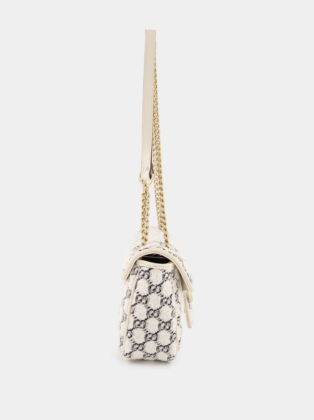 White GG Marmont Small Shoulder Bag