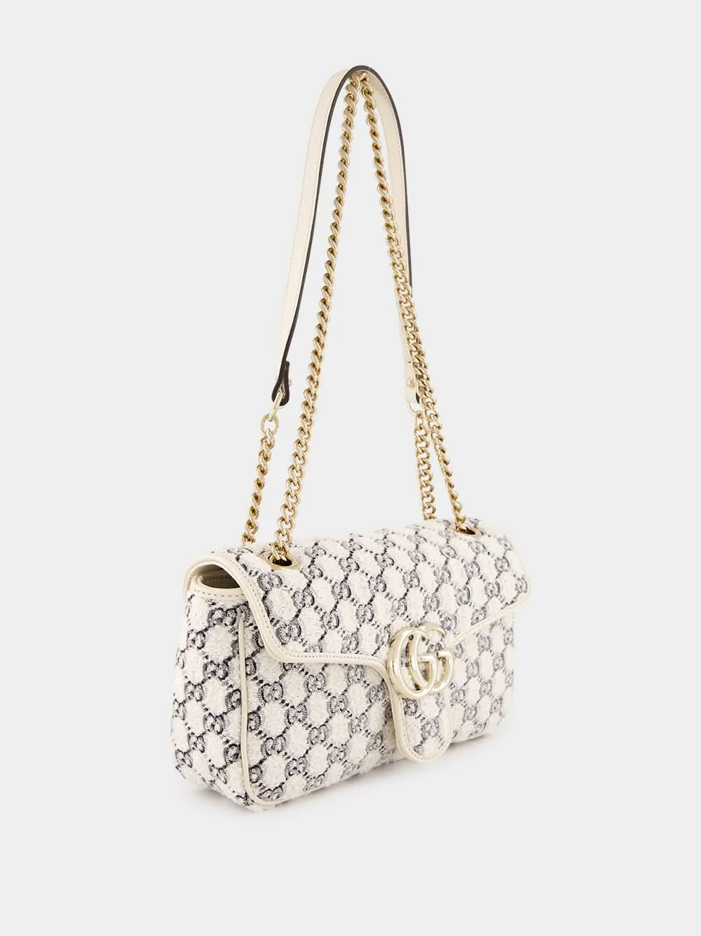 White GG Marmont Small Shoulder Bag