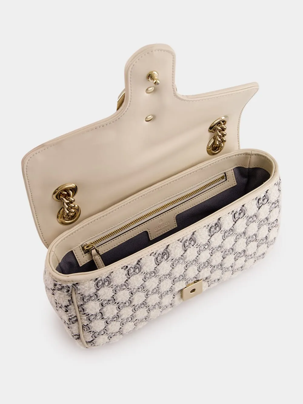 White GG Marmont Small Shoulder Bag