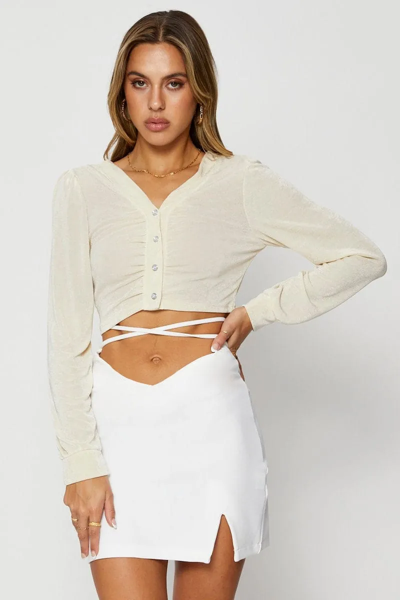 White Mini Skirt Front Slit,skirt,denim skirt,mini skirt,maxi skirt,jean skirt,skort,tennis skirt,pleated skirt,pencil skirt,bubble skirt,plisse skirt,fitted skirt,midi skirt,short skirt,short mini skirt,leather skirt,a line skirt