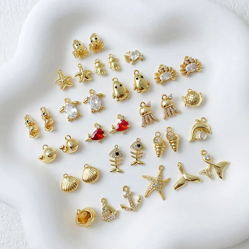 Wholesale 14k Gold Plated Marine Creature Pendant Diy Accessories light_wish_jewels