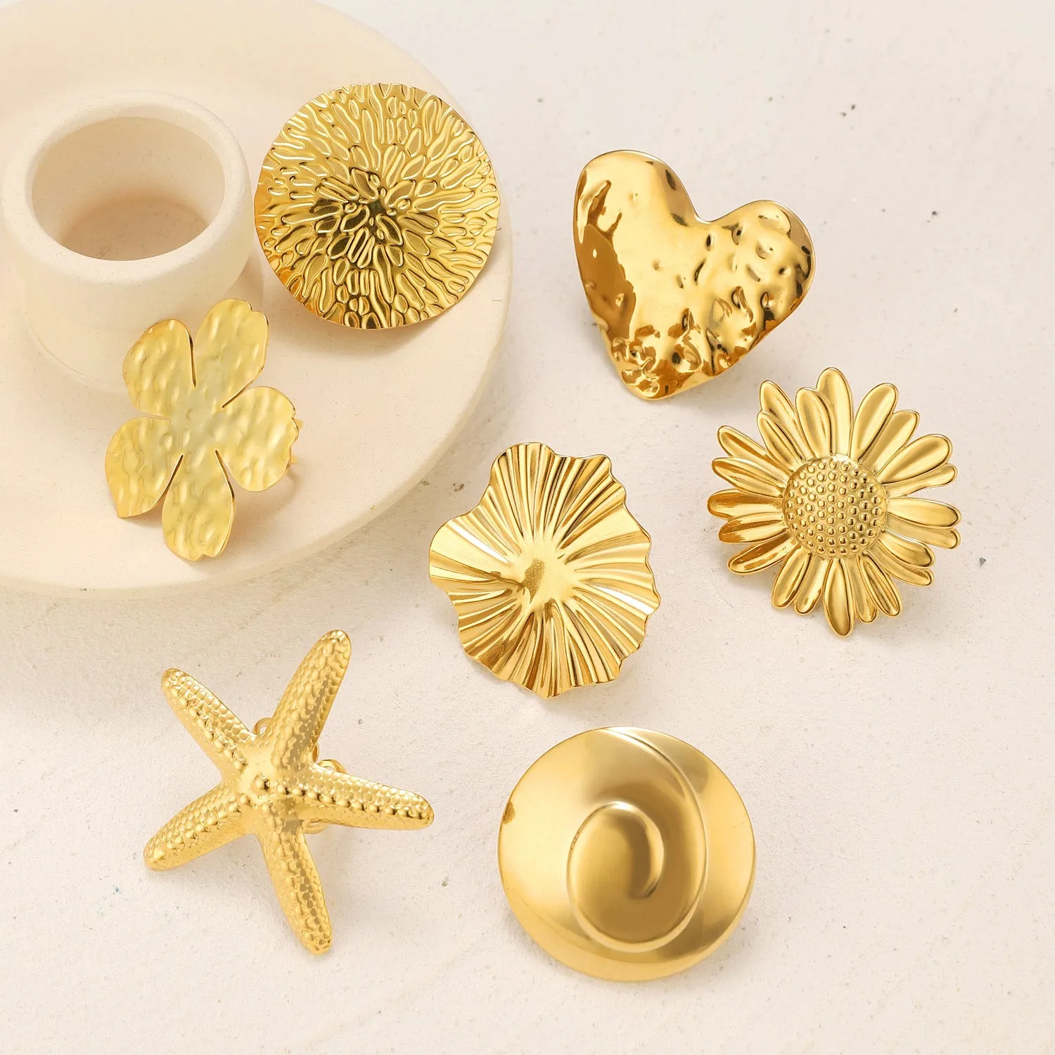 Wholesale  18k Convex and Concave Texture Round Ring Women's Ring