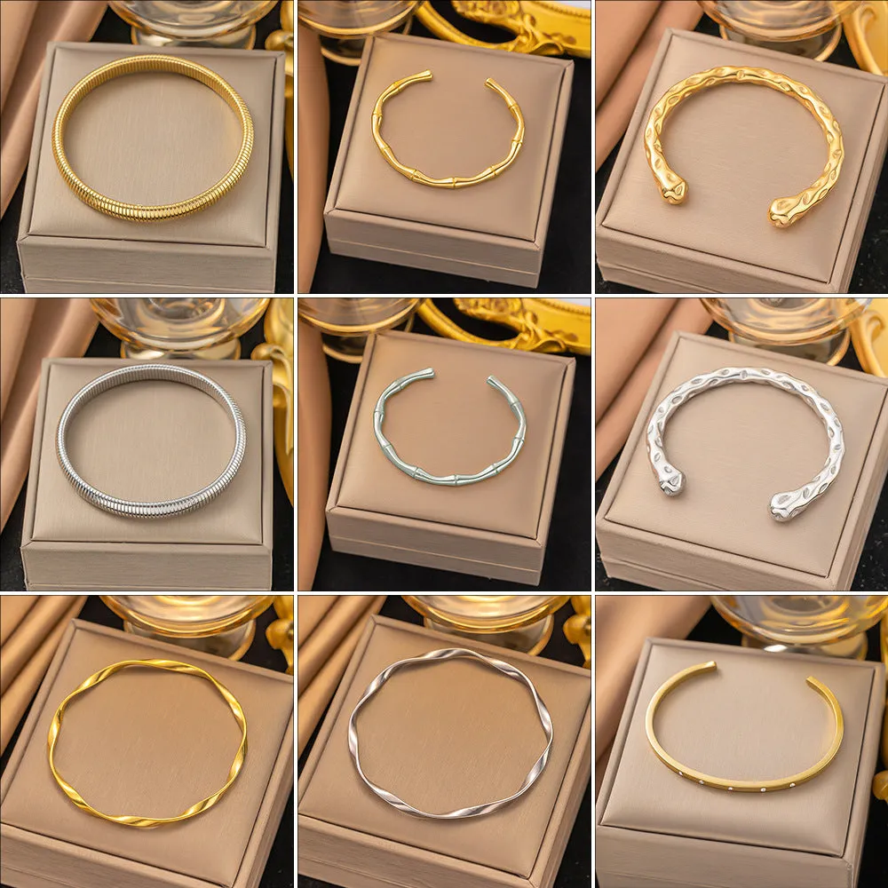 Wholesale 18K Gold Bamboo Titanium Steel Exquisite Simple Versatile Bracelet light_wish_jewels