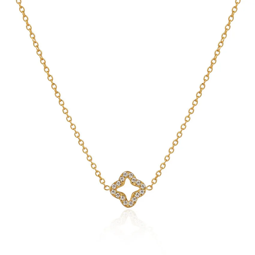 Wholesale 18k Gold Diamond Four Leaf Clover Necklace