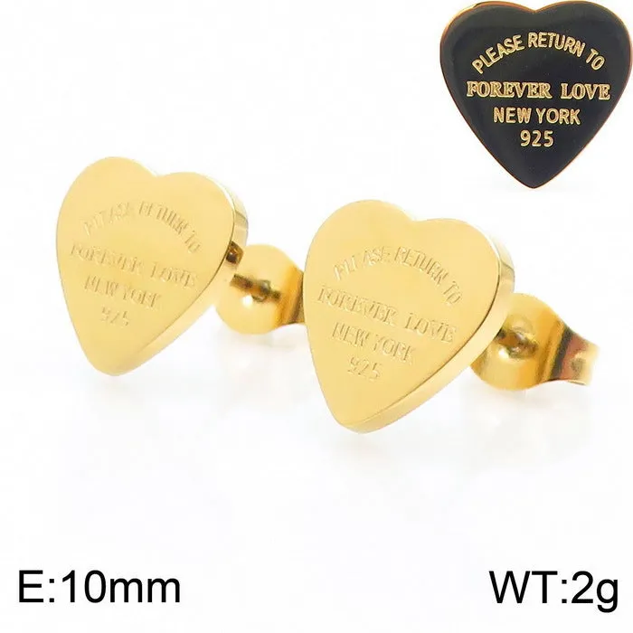 Wholesale 18K Gold-plated Heart-shaped Open Glossy Clavicle Chain Multi-color Epoxy Titanium Steel Ring Set