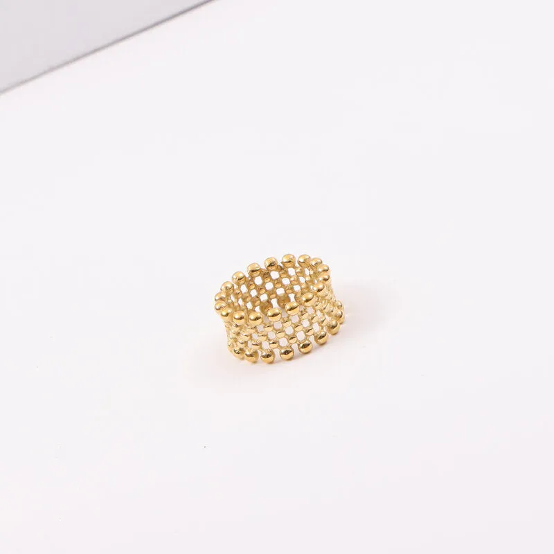 Wholesale 18k Gold Small Round Beads Matrix Arrangement Ring