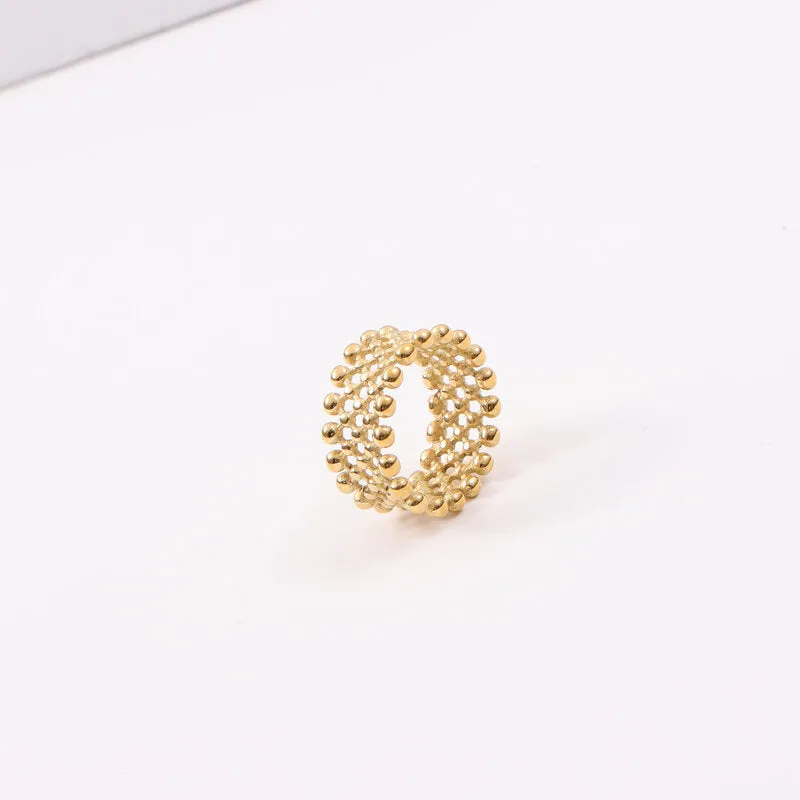 Wholesale 18k Gold Small Round Beads Matrix Arrangement Ring light_wish_jewels