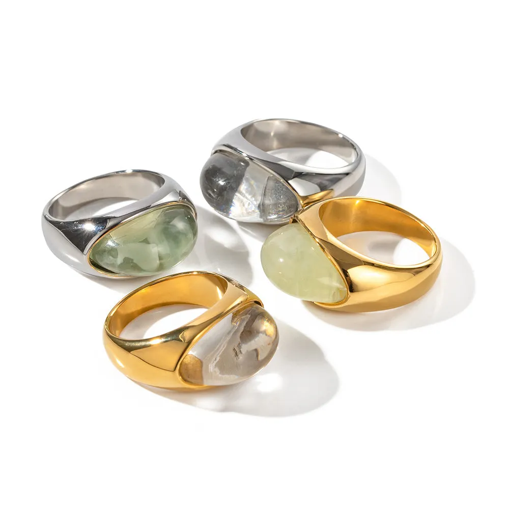 Wholesale 18k Gold Stainless Steel Transparent Closed Ring