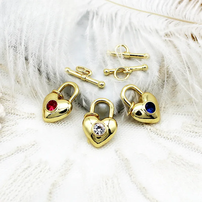 Wholesale 18K Real Gold Electroplated Love Heart Pendant Necklace Bracelet Diy Accessories light_wish_jewels