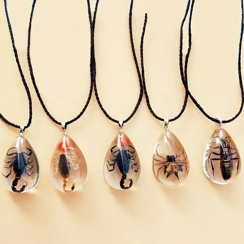 Wholesale 6pcs/pack Transparent Insect Resin Necklace