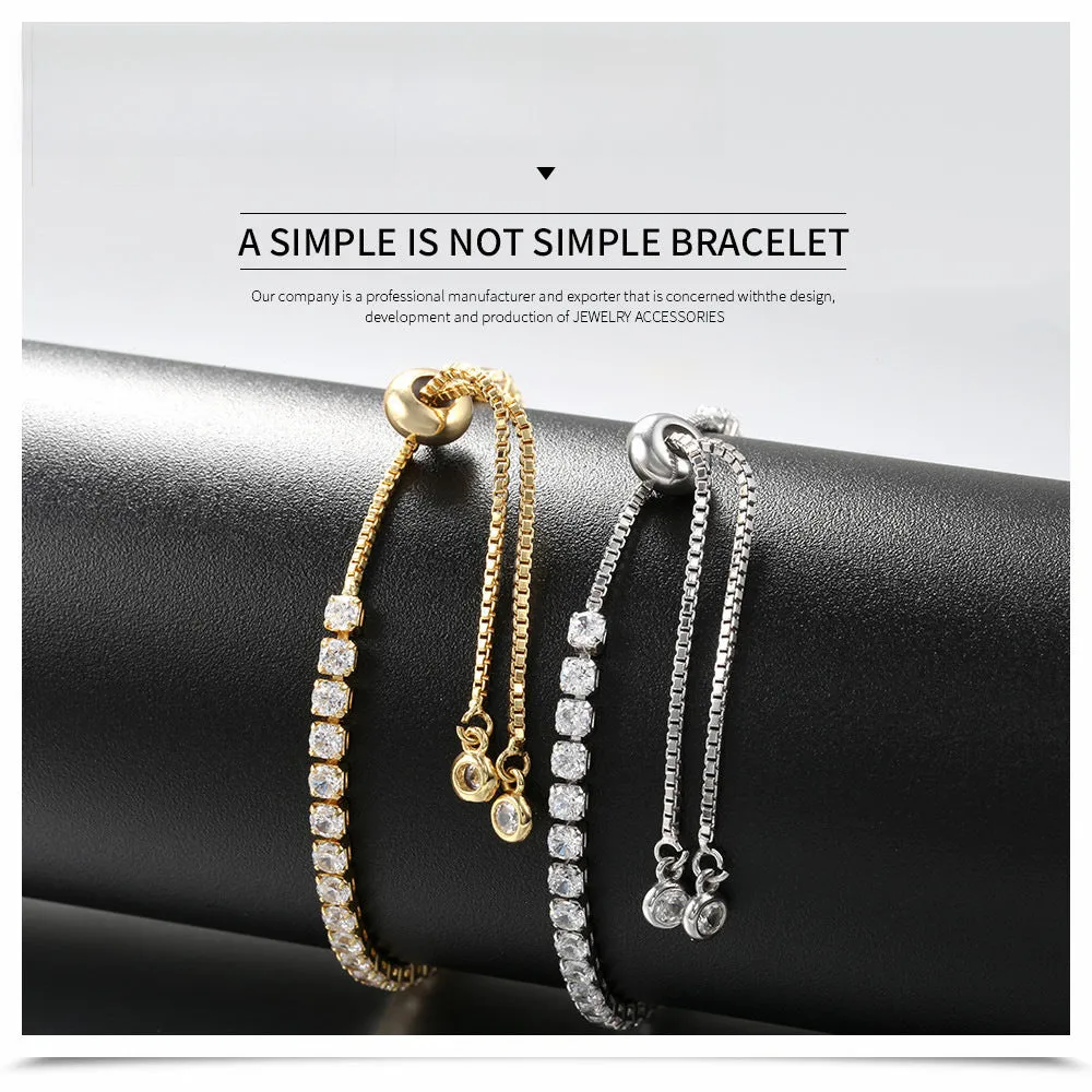 Wholesale Adjustable Pull-out Bracelet Zirconia Bracelet Thickened Plated Real