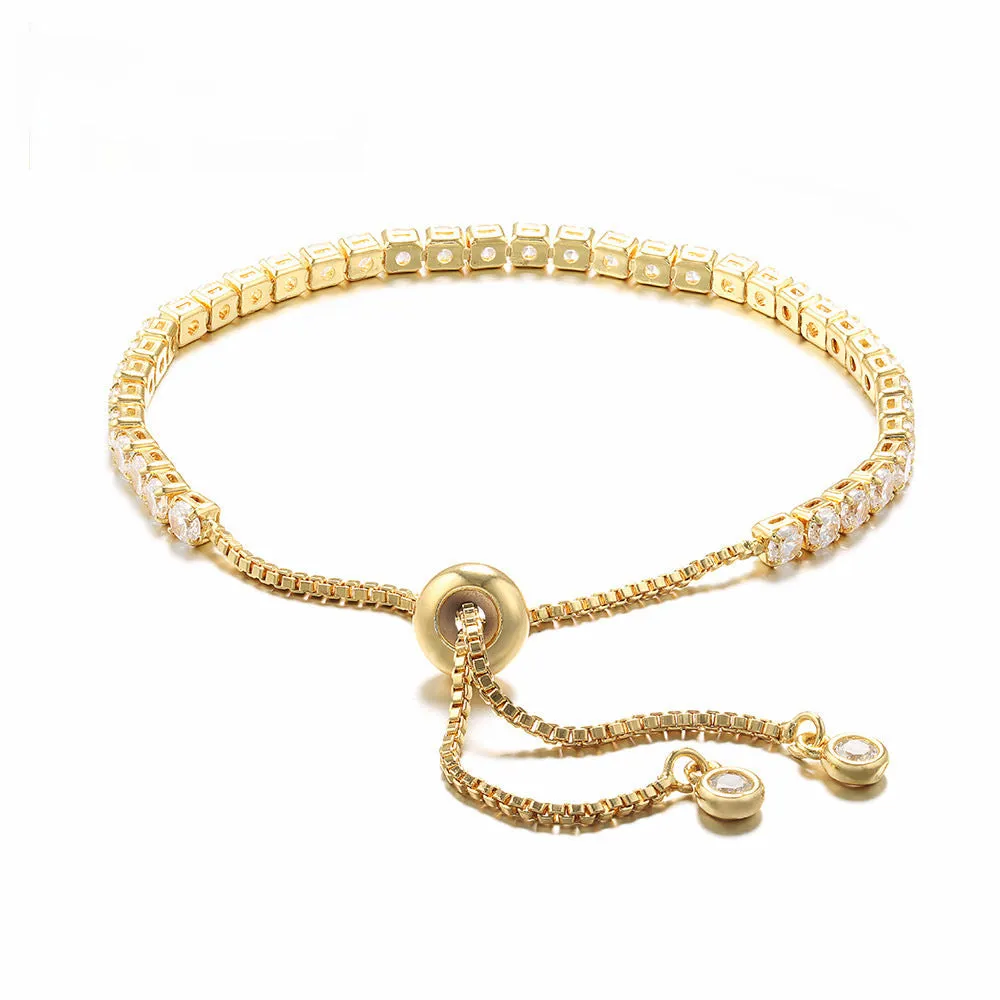 Wholesale Adjustable Pull-out Bracelet Zirconia Bracelet Thickened Plated Real light_wish_jewels