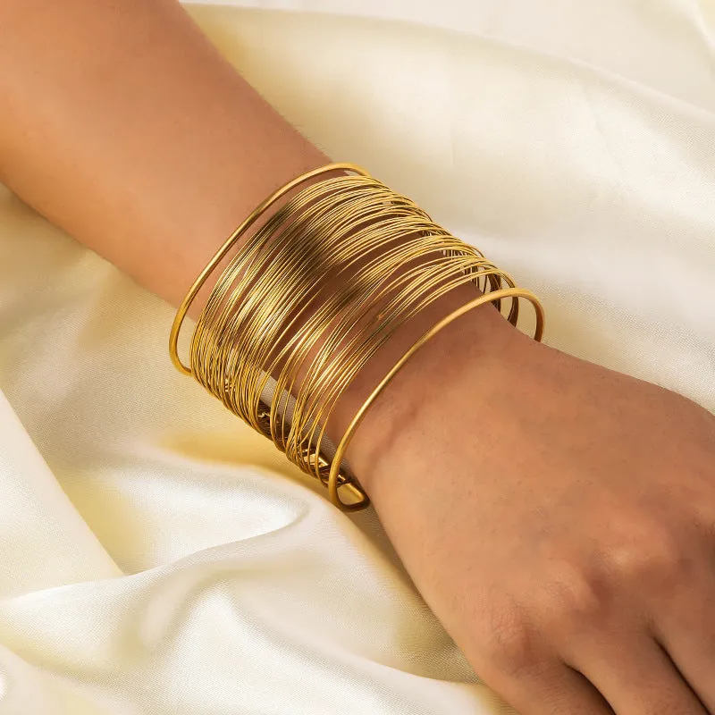 Wholesale Adjustable Stainless Steel Titanium Plated 18k Genuine Gold Personalized Bracelet