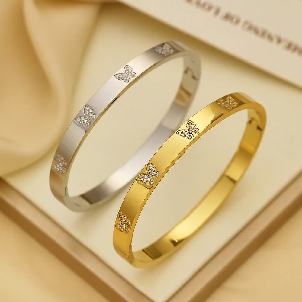 Wholesale All-match Fashion Diamond Butterfly Titanium Steel Bracelet light_wish_jewels