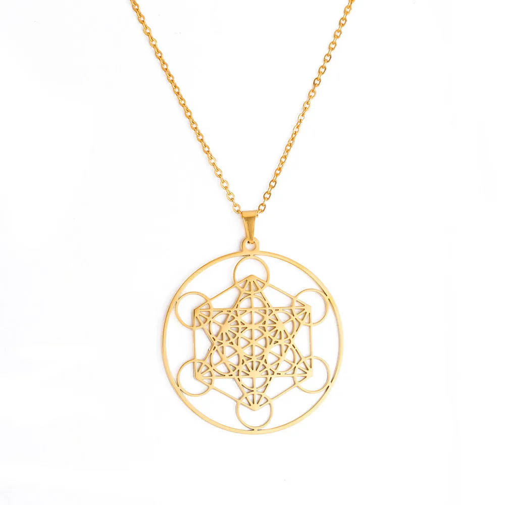 Wholesale Angel Seal Metatron Kabbalah Garden Stainless Steel Necklace