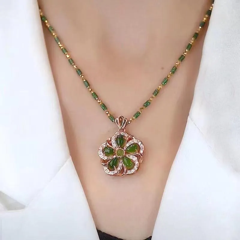 Wholesale Atmospheric round bamboo jasper pendant necklace