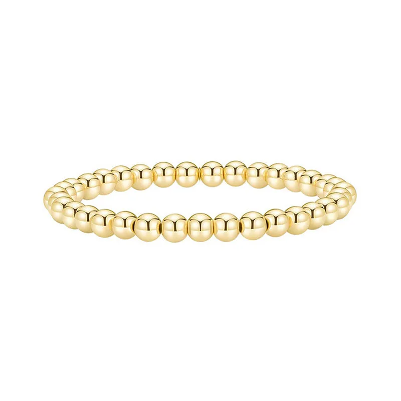 Wholesale beaded gold bracelet men's and women's color-retaining gold-plated elastic multi-layer stacked round bead bracelet bracelet