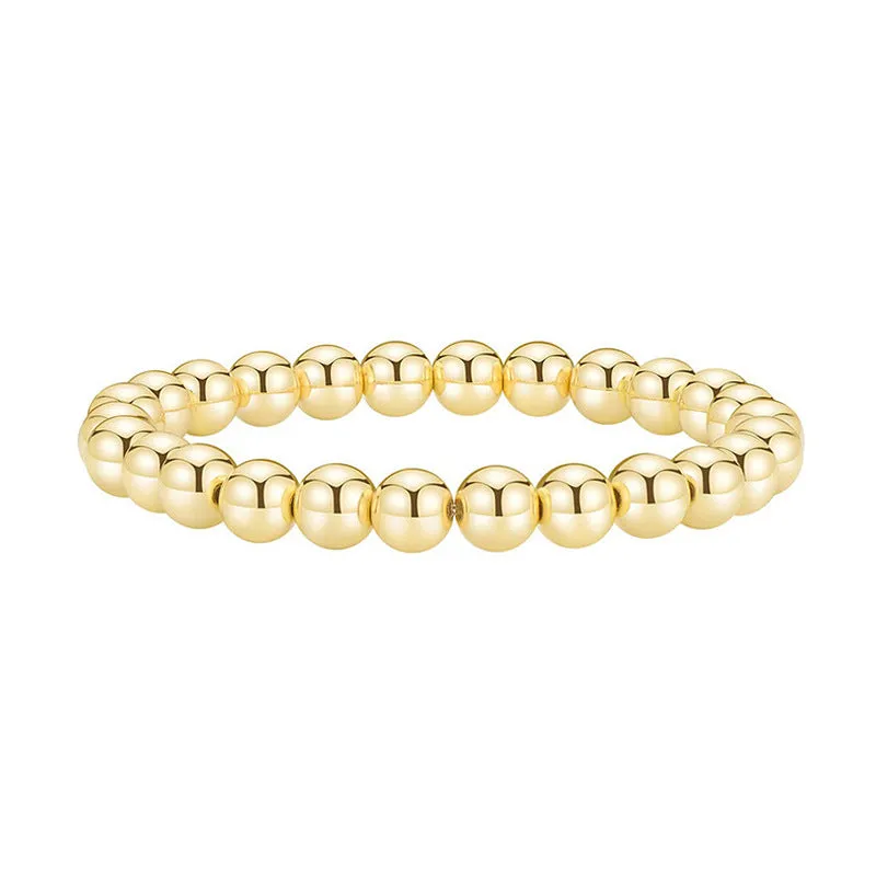 Wholesale beaded gold bracelet men's and women's color-retaining gold-plated elastic multi-layer stacked round bead bracelet bracelet