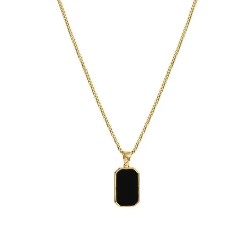 Wholesale Black rectangular necklace clavicle chain