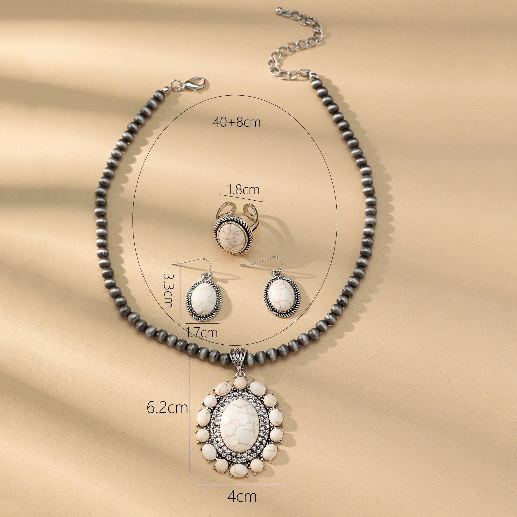 Wholesale Bohemian New Retro Round Flower Turquoise Pendant