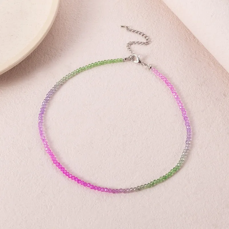 Wholesale Bohemian Short Handmade Creative Colorful Rice Bead Necklace Set