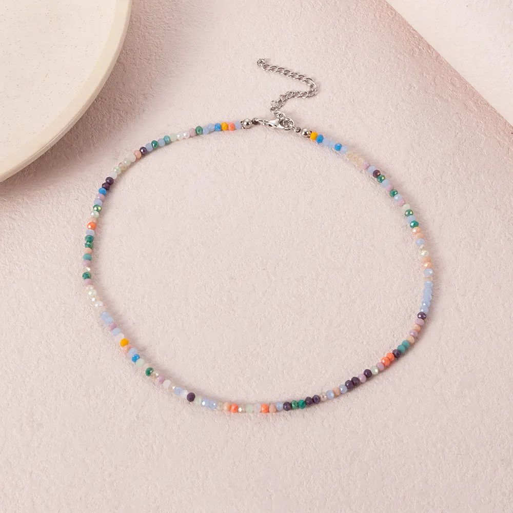 Wholesale Bohemian Short Handmade Creative Colorful Rice Bead Necklace Set